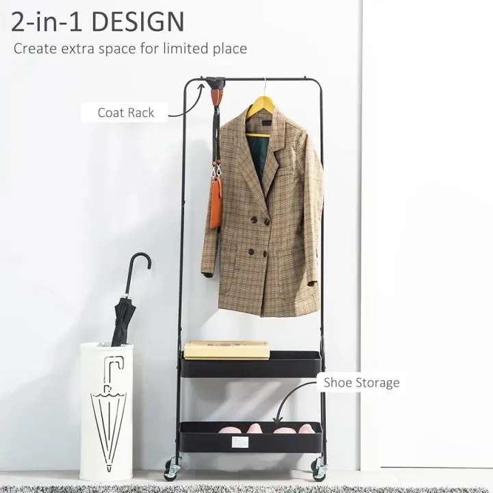 Garment%20Rack%20with%202-Tier%20Shelves,%20Clothes%20Coat%20hanger,%20Clothing%20Hallstand%20Coat%20shoes%20organizer%20storage%20rack%20trolley%202-in-1%20,In%20best%20and%20original%20quality%20-%20Image%202