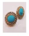 Floral Beads Earings (Ferozi). 