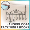 Over Door Hanger with 7 Hooks Metal Over the Door Towel Hook Organizer, Hanging Storage Rack for Hat, Coats, Purses, Scarves, Clothes, Jackets, Belt, Bedroom, Bathroom, Closet. 