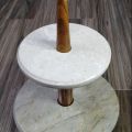 Home decor Tray for vanity bedroom, dining table, door entrance for your valuable items, & gift for marriage.  Stylish Modern 2-Floor Tray, Natural Wood and Marble, Decorative Serving Tray for Display.. 