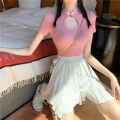 Niche Chinese style slim-fitting hot girl short top 2024 spring busty and tight-fitting navel-baring short-sleeved T-shirt for women. 