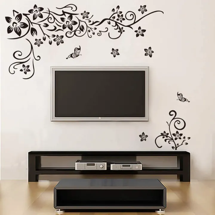 WallsArt%20Store%20Flowers%20Vine%20Wall%20Decals%20Black%20Flowers%20Wall%20Stickers%20Butterfly%20Wall%20Decor%20Removable%20Vinyl%20DIY%20Home%20Wall%20Art%20Stickers%20for%20Bedroom%20Living%20Room%20TV%20Wall%20Decoration%20-%20Image%203