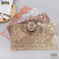 GOLDEN LEAF PLACEMENT  FOR DINING TABLE SIDE TABLE  NON - SLIP WASABLE FANCY MAT SET OF 2 4 6 SIMPLE SOLID COLOURS - QS Bedding. 