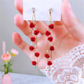 Lightweight Rose Petal Drop Earrings Trendy Sparkling Handcrafted Tassel Dangle Earrings Long Women's Fashion Jewelry for Evening Events Formal Occasions Bridesmaids Festivals Gift for Her. 
