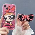 Lovely Powerpuff Girls Sunglasses Bracket Cover For Xiaomi Redmi Note 12 4G 11 10 13 Pro 11S 12S 9 Redmi 13C 12C 9C 9A 9 10 A1 A2 Plus Case Cover 3D Wavy Curved Edge Cute Soft Clear TPU Camera Protective Shockproof. 