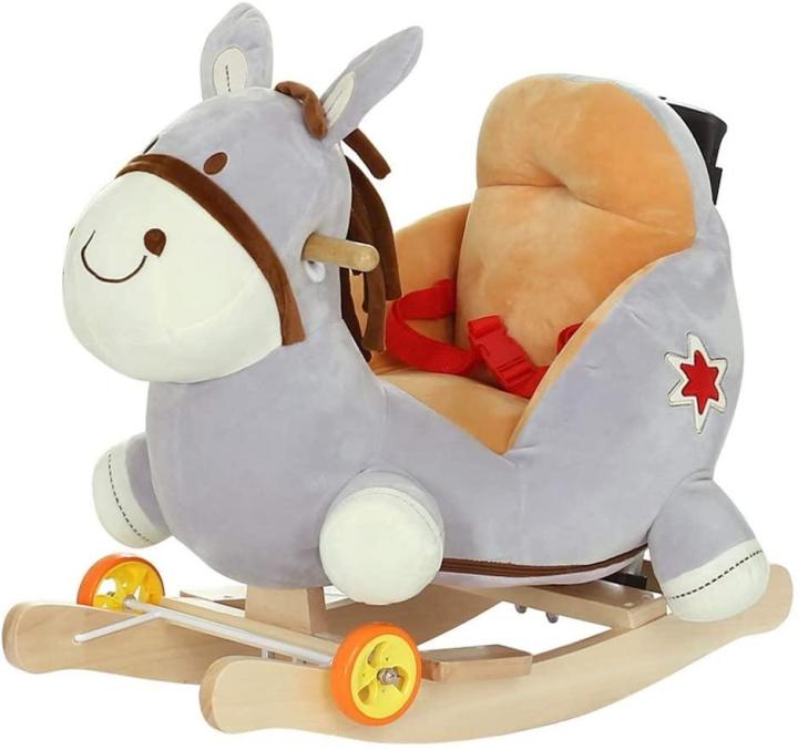 Plush Horse 2 in 1 Rocker with Wheels & Handle