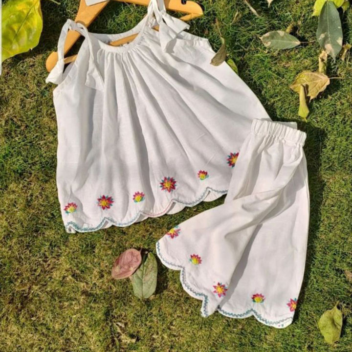 white lawn summer dress Embroidered suit for baby girl 0 to 4 years size available fabric a1 used home stitched hand Embroidry