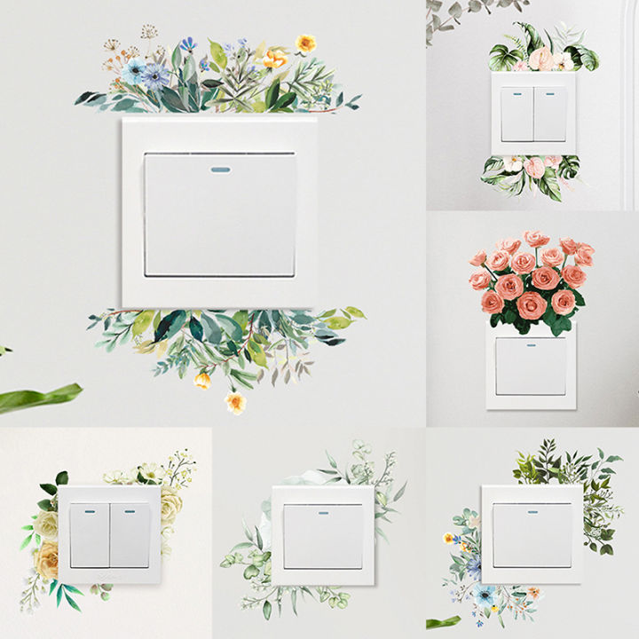 Decor%20Wall%20Paper%20Long%20Lasting%20Wall%20Mural%20Colorfast%20Plant%20Flower%20Switch%20Wall%20Decorative%20Sticker%20Self-adhesive%20Decal%20-%20Image%203