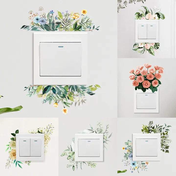Decor%20Wall%20Paper%20Long%20Lasting%20Wall%20Mural%20Colorfast%20Plant%20Flower%20Switch%20Wall%20Decorative%20Sticker%20Self-adhesive%20Decal%20Demoo%20-%20Image%203