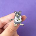 Harong Lab Rat Brooch Cute Fashion Scientific Enamel Pin Hat Backpack Lapel Badge for Chemistry Biology Student Jewelry Gift. 