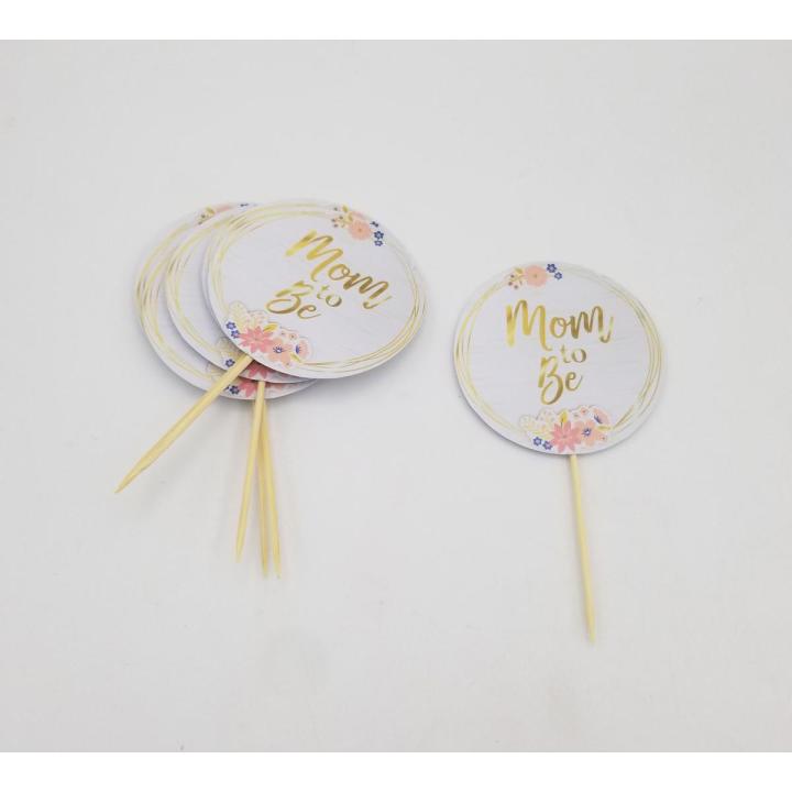 MOM TO BE CUPCAKE TOPPERS PACK OF 10 CUPCAKE TOPPERS