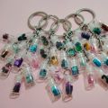 1 x 5 bottle Glitter Flake Key chain for girls keychains with glitter bottle. 