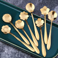 Small 8 Diffient Pattern for Sugar Ice Cream Coffee Dessert Stainless Steel Mixing Spoon Tableware Teaspoon Flower Spoon Set Soup Spoon Cutlery Set. 