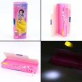 Pencil Box with Sharpner & LED Lamp Light , 2-Sided Cartoon Printed Case for School, Birthday Gift for Kids - Art Plastic Pencil Case (Random Design). 
