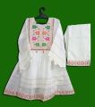 Embroidered umbrella frock style kurti trouser Cotton stuff in White color, girls kurta. 