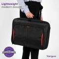 Targus Laptop Bag, Fits Laptops up to 17.3", Classic Clamshell Design, Re-enforced Case with Shoulder Strap and Padded Handle - Black/Red. 