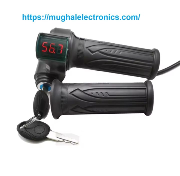 Electric Bike Twist Throttle with Lock & Battery Volt Display Indicator