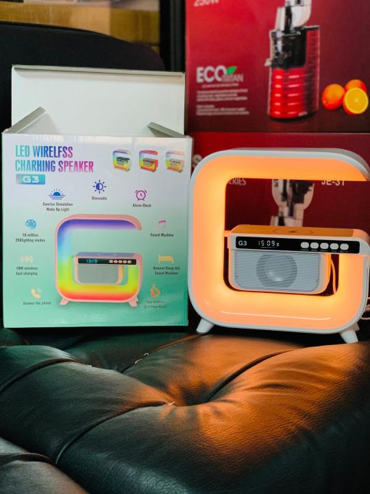 HM-G3 Big G speaker clock display wireless charging desktop dazzle colour atmosphere lamp 15 w creative gift OEM usb speaker prtable speaker led wireless charging speaker bluetooth speaker  mini speaker