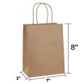 100Pcs Paper Bags 7 X 8 Gift Bag Kraft Paper Bag With Handle Recyclable Yellow Leather Love Handbag Birthday Wedding Christmas Celebration with Handles Bulk 110Grams. 