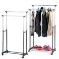 Cloth hanging stand Double Pole Portable Cloth Rack Cloth Drying Stand Stainless Steel With Wheels. 