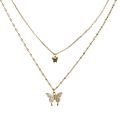 Flash Diamond Butterfly Double Necklace For Women Simple Design Crystal Elegant Wedding Jewelry Gifts. 