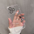Luxury Plating Transparent/ Deep Purple Case For iPhone 14 Pro Max Silicone purple Cover funda ( Purple - Transparent  ). 