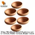 Clay Medium Bowl (Piyala) - 6 Bowls set | Natural cool for drinking water | Eating custard, desserts in natual clay | Clay Crockery Pots | Earthen Crockery Pots | Terracotta Crockery Pots. 