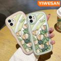 YIWESAN For VIVO S1 Case Cartoon 3D Tulip Flower Lovely Cream Wave Border Fashion Transparent Phone Case Simple Camera Lens Protective Silicone Shockproof Clear Soft Case. 