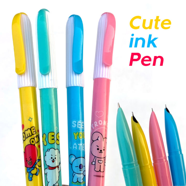 cute characters design ink Pen with ink cartridge for school college and office use cute stationery for girls