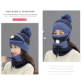 Womens Winter Warm Scarf Knitted Hat Mask With Filter Set Fashion Thickened Face Cover Outdoor UV Protection. 