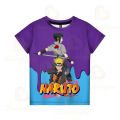 Uzumaki Naruto Adult Children's Clothing Sasuke 3D Digital Printing Loose Large Size Short-sleeved T-shirt Kids Summer Tee Tops. 