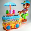 DIY Kids Toy Children Role Play Toys Educational Toy Mini Candy Cart Detachable Ice Cream Shop Cart With Light and Music. 