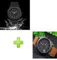 HH & Sons Mega Mart - Pack of 2 Combo - Black Arabic Aura Dial with Arabic Numerals Fiber Steel Chain Unisex Butterfly Clasp Aura Smart Watch with 8 Number Leather Strap Classic Analog Watches for Mens. 