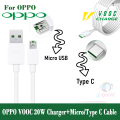 Original Vooc 20W Fast Charger for Oppo | Oppo 20w Fast Charger with Cable | Oppo 20w Vooc Charger with Cable | Oppo Fast Charger with USB A to (Micro & Type C) VOOC  Charging Cable fpr Oppo f11,f11 Pro,f5,f9,f15, and many other Oppo smart phones. 