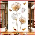 3D Gold Flower Wall Stickers, Unique wall papers, wall decor, Self adhesive wall stickers, home Decals, Wall Art. 