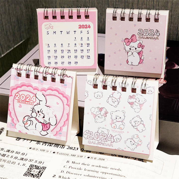 High Beauty Calendar Pink Calendar Cartoon Calendar Notebook Desktop Calendar 2024 Cute Calendar Desk Calendar
