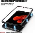Iphone 6s Magnetic Adsorption Case Metal Frame Tempered Glass Back with Built-in Magnet Cover. 