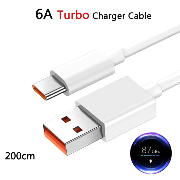 Original XiaomI 2 Meter 6A 33w 55w 67W 120W Turbo Charger Cable Quick Charging Type C USB Line For Mi 9 10 11 Pro 9Se CC9 Pro Note 10 Lite Redmi K MI 10T Pro 5G 10i Poco X3 Type C Fast Charging Cable 2M Note 9 10 K30 Ultra POCO M3 Pro 5G Mi 11 Lite 10T