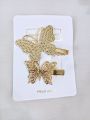 2 Pins Card Gold Butterfly Hair Clips for Girls | Rhinestone Metal Hairpins | Shiny Butterfly Design Hair Accessories for Women | Stylish Hair Clip for Party & Daily Use. 