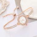 New 2024 Fashion Diamond-Embedded Plum Blossom-Shaped Women's Hand Bracelet Watch Women's Quartz Watch. 