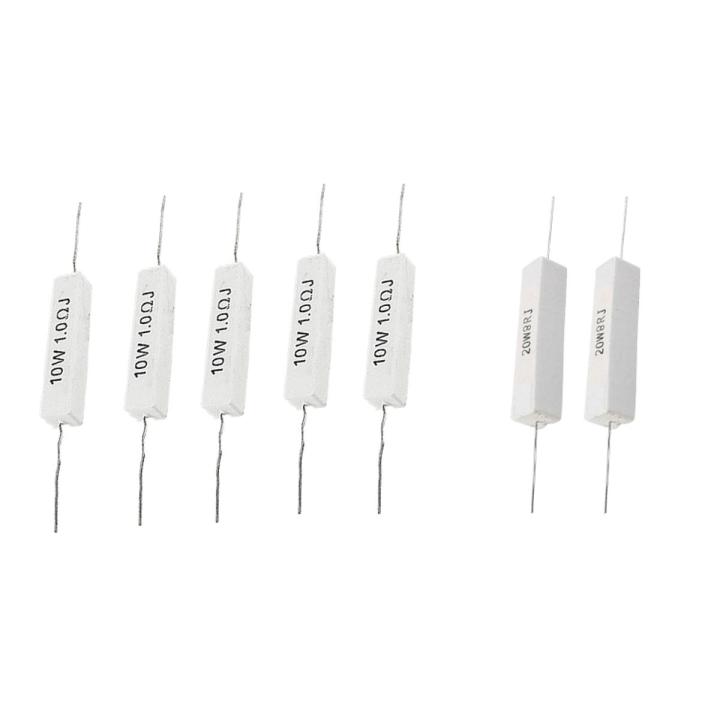 7 Pcs Wirewound Cement Resistor, 5 Pcs 10W 1.0 Ohm & 2 Pcs 20W 8 Ohm