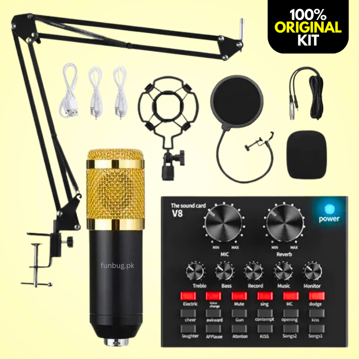High-Quality%20%20BM800%20Condenser%20Microphone%20KIT%20with%20V8%20SoundCard%20for%20Studio%20Recording%20~%20Home%20Studio%20Setup%20for%20PodCasting,%20Live%20Streaming,%20Gaming,%20Singing,%20ASMR%20with%20Mic%20Suspension%20Adjustable%20Scissor%20Arm,%20XLR%20Cable,%20Shock%20Mount%20&%20Pop%20Filter%20~%20FunBug%20-%20Image%202