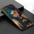 Arcane-Girl Jinx Anime Phone Case For Samsung Galaxy S23 S21 S20 FE S24 S22 Ultra S10E S10 S9 S8 Plus Black Silicone Cover. 