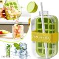 2-in-1 Ice Cube Tray Bottle with Straw – Easy Release Ice Maker Bottle | Portable Leakproof Ice Container, BPA-Free, Slow Melting for Drinks & Juices. 