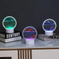 RGB 16 Colors Led Sandscape Lamp, Sandscape Painting, Moving Sand Art, 3D Moving Sand Mountain Lamp With Metal Stand, Hourglass Sand Timer, Sand Lamp, Flow 3D Glass Round Hourglass Painting, Showpiece, Home Decoration By EC Mart. 