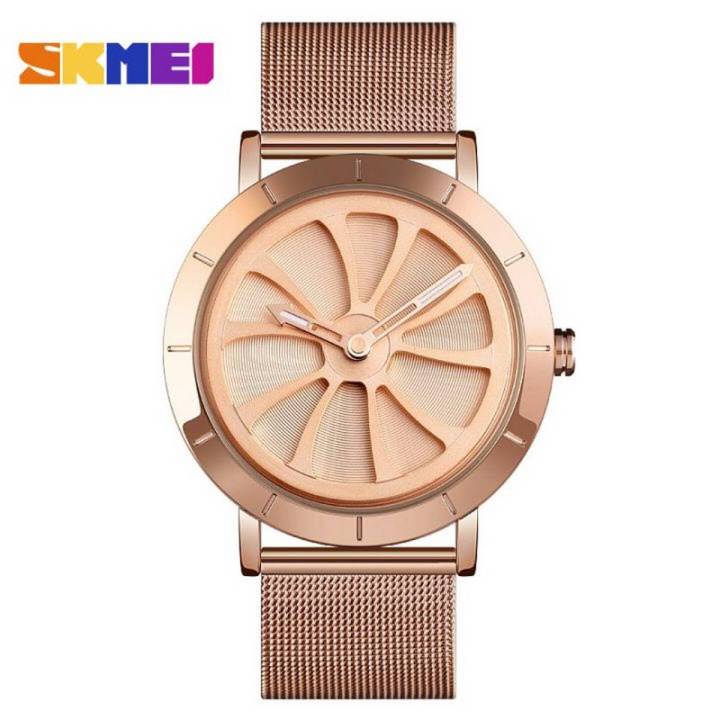 9204 Quartz Watch Men Stylist Personality Design Stainless Steel Band 3Bar Waterproof - Rose Gold