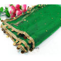 Black Coin Net dupatta with 2 side sikka lace For Women Dyeable With Golden Lining And Border -  Net Dupatta for Girls / Ladies & Women - Chunri - Net Dupatta in Black,  Red , White and More Different Colour - Stole - Scarf. 