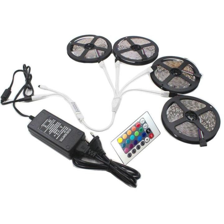16M SMD 3528 Waterproof Rgb LED Strip Light with Remote Controller Power Supply 12v