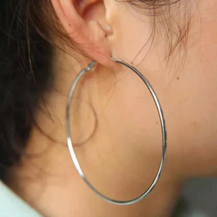 Silver%20Plated%20Stamped%20Fashion%20Jewelry%20Smooth%20Round%20Earrings%20-%20Image%203