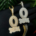 2025 Iced Out Letter Charm Letter O Block Pendant Necklace Bling Cubic Zirconia Punk Styles Hip Hop Men Boy Rope Chain Jewelry. 